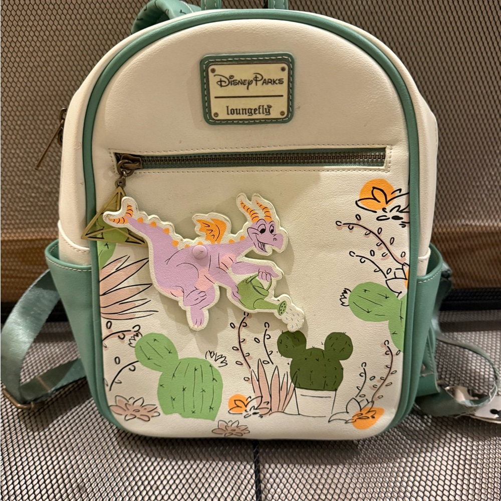 Loungefly Disney Parks Backpack - White and Mint with Purple Dragon